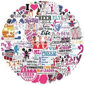 100 PCS Cheer Stickers, Cheerleading Gifts Stickers for Laptop, Water Bottles, Luggage, Computer, Cell Phone
