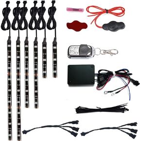 Million Color 6pc Strip led Motorcycle Accent Glow LED Light Kit with Cellphone APP RF Remote Control Music Sync,Timming Function for Motorcycle ATV Golf Cart UTV Scooter RZR