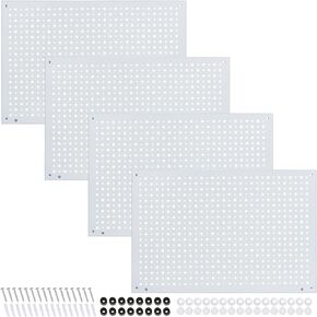 Pegboard Rack Garage Storage Steel Horizontal Peg Board Pack,Steel Pegboard Heavy Duty- 4 Pack Metal Peg Board Tool Organization Panels (Black, 16X12)