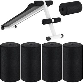Deekin 4 Pcs Foam Foot Pads Roller Buffer Tube Cover for Home Gym Exercise Machine Equipment Replacement Pads for Leg Extension Weight Bench Inversion Table (0.87 x 3.4 x 6.3 Inches)