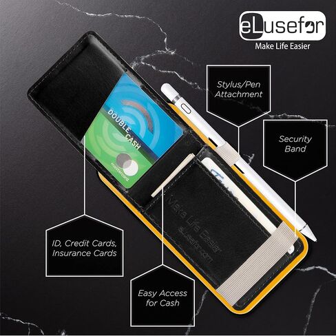 Stick-On Phone Wallet for Back of iPhone or Android Case | 6 Sleeve Credit Card Holder - Pocket for Cards, Money & ID - Built-in Stand - Waterproof Material - Travel, Work & Life-Proof (Orange) in Kuwait