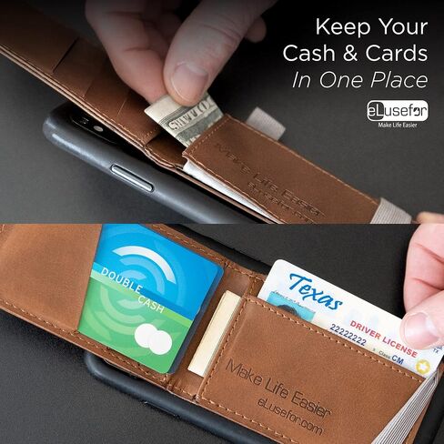 Stick-On Phone Wallet for Back of iPhone or Android Case | 6 Sleeve Credit Card Holder - Pocket for Cards, Money & ID - Built-in Stand - Waterproof Material - Travel, Work & Life-Proof (Orange) in Kuwait