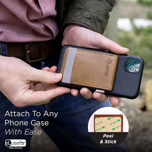 Stick-On Phone Wallet for Back of iPhone or Android Case | 6 Sleeve Credit Card Holder - Pocket for Cards, Money & ID - Built-in Stand - Waterproof Material - Travel, Work & Life-Proof (Orange) in Kuwait