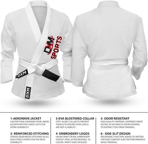 Bjj Gi للرجال - جيو جيتسو جي البرازيلية - قماش خفيف الوزن منكمش مسبقًا - مجموعات بدلات جيو جيتسو قابلة للغسل في الغسالة in Saudi Arabia