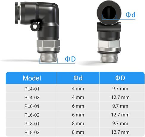 TAILONZ PNEUMATIC Male Elbow 1/4 Inch Tube OD x 1/8 Inch NPT Thread 90 Push to Connect Fittings PL-1/4-N1 (Pack of 10) in Kuwait