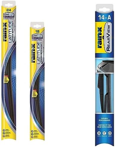 Rain-X 810162 Latitude 2-In-1 Water Repellent Wiper Blades, 24" and 20" Windshield Wipers (Pack Of 2), Automotive Replacement Windshield Wiper Blades With Patented Rain-X Water Repellency Formula in Kuwait