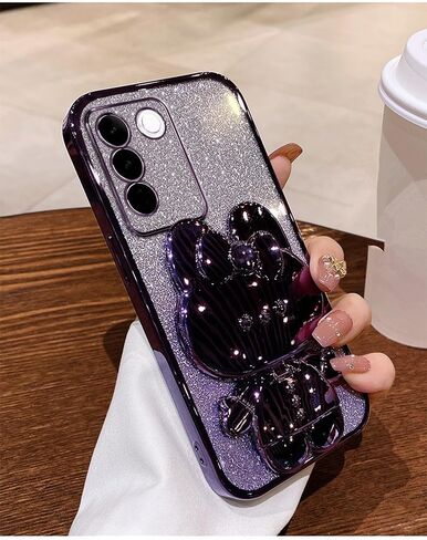 for Samsung Galaxy A35 5G Case for Women Cute Hidden Rabbit Bunny Mirror Stand,Plating Girly Glitter Gradient Layer Crystal Clear Soft Silicone Shockproof Phone Case for Samsung A35 5G Pink in Kuwait