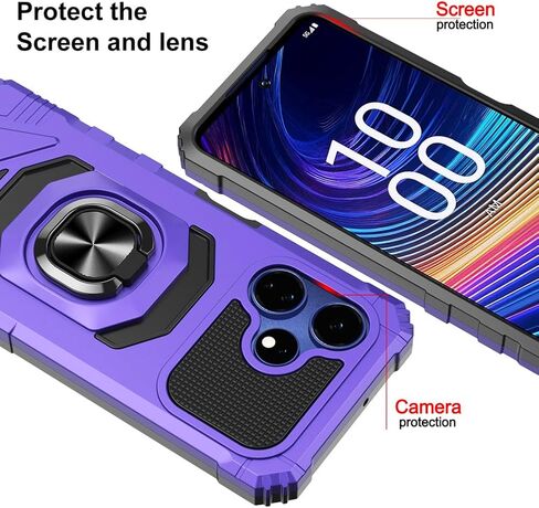for Boost Mobile Celero 5G+ Plus 2024 Case with 1 Pack Screen Protector,Dual Layer Hybrid Heavy Duty Defender Protection,Sleek Rugged Reinforced Cushion Corner Kickstand Shockproof Bumper Cover Purple in Saudi Arabia