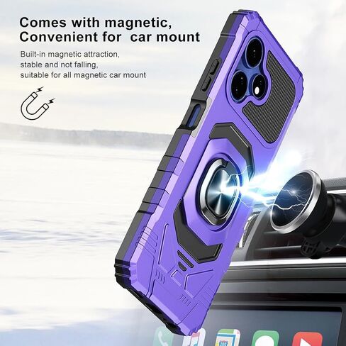 for Boost Mobile Celero 5G+ Plus 2024 Case with 1 Pack Screen Protector,Dual Layer Hybrid Heavy Duty Defender Protection,Sleek Rugged Reinforced Cushion Corner Kickstand Shockproof Bumper Cover Purple in Saudi Arabia
