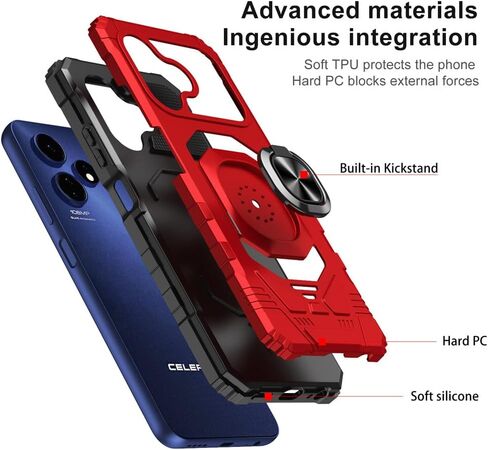 for Boost Mobile Celero 5G+ Plus 2024 Case with 1 Pack Screen Protector,Dual Layer Hybrid Heavy Duty Defender Protection,Sleek Rugged Reinforced Cushion Corner Kickstand Shockproof Bumper Cover Purple in Saudi Arabia