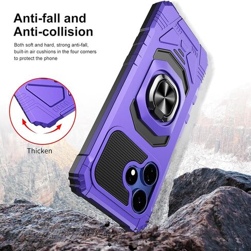 for Boost Mobile Celero 5G+ Plus 2024 Case with 1 Pack Screen Protector,Dual Layer Hybrid Heavy Duty Defender Protection,Sleek Rugged Reinforced Cushion Corner Kickstand Shockproof Bumper Cover Purple in Saudi Arabia