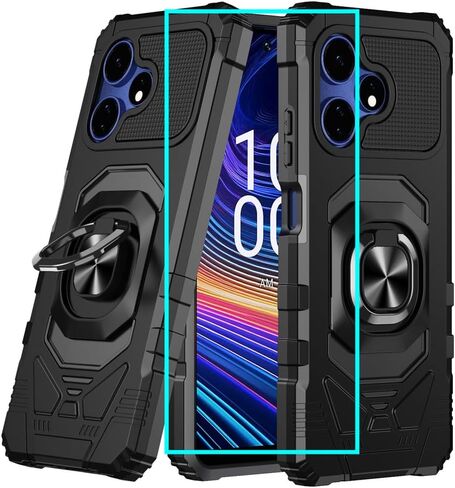 for Boost Mobile Celero 5G+ Plus 2024 Case with 1 Pack Screen Protector,Dual Layer Hybrid Heavy Duty Defender Protection,Sleek Rugged Reinforced Cushion Corner Kickstand Shockproof Bumper Cover Purple in Saudi Arabia