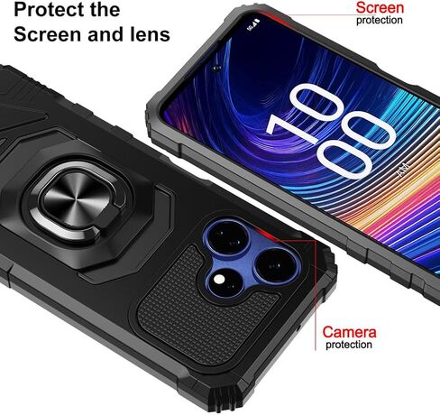 for Boost Mobile Celero 5G+ Plus 2024 Case with 1 Pack Screen Protector,Dual Layer Hybrid Heavy Duty Defender Protection,Sleek Rugged Reinforced Cushion Corner Kickstand Shockproof Bumper Cover Purple in Saudi Arabia