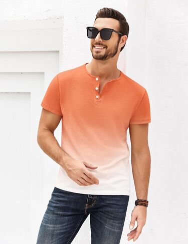 تي شيرت رجالي من Beotyshow قمصان Henley صيفية بأكمام قصيرة للرجال تي شيرت أساسي كاجوال in Saudi Arabia