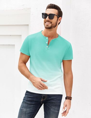 تي شيرت رجالي من Beotyshow قمصان Henley صيفية بأكمام قصيرة للرجال تي شيرت أساسي كاجوال in Saudi Arabia