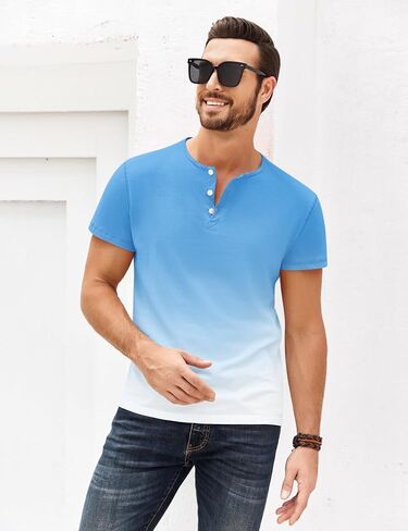 تي شيرت رجالي من Beotyshow قمصان Henley صيفية بأكمام قصيرة للرجال تي شيرت أساسي كاجوال in Saudi Arabia