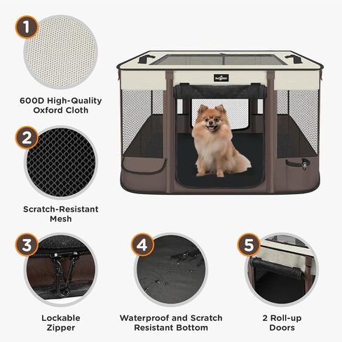 Paw Ballet Foldable Pet Kitten Playpen, Upgrade Waterproof Portable Cat Dog Playpen Kennel Tent for Small Dog Cat, Retractable Shade Cover, Indoor Outdoor Use for Small Pet. in Kuwait