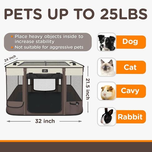 Paw Ballet Foldable Pet Kitten Playpen, Upgrade Waterproof Portable Cat Dog Playpen Kennel Tent for Small Dog Cat, Retractable Shade Cover, Indoor Outdoor Use for Small Pet. in Kuwait