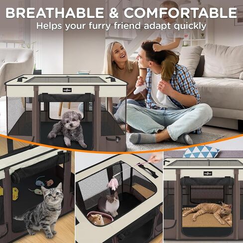 Paw Ballet Foldable Pet Kitten Playpen, Upgrade Waterproof Portable Cat Dog Playpen Kennel Tent for Small Dog Cat, Retractable Shade Cover, Indoor Outdoor Use for Small Pet. in Kuwait