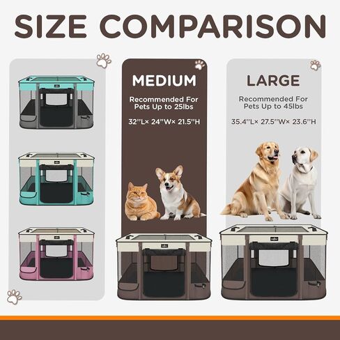 Paw Ballet Foldable Pet Kitten Playpen, Upgrade Waterproof Portable Cat Dog Playpen Kennel Tent for Small Dog Cat, Retractable Shade Cover, Indoor Outdoor Use for Small Pet. in Kuwait