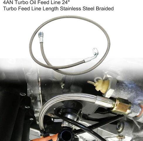 Turbo Oil Feed Line 36" Stainless steel braided 4AN Pressure Remote Turbocharger Oil Drain Return Line with 90 Degree and Straight End in Saudi Arabia