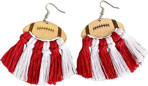 Football Earrings for Women Braid Football Tassel Danle Earrings Sports Game Ball Earrings Sport Lover Jewelry Gifts for Girls in Saudi Arabia