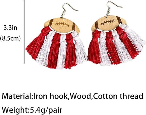 Football Earrings for Women Braid Football Tassel Danle Earrings Sports Game Ball Earrings Sport Lover Jewelry Gifts for Girls in Saudi Arabia