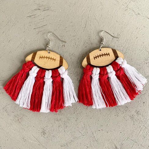 Football Earrings for Women Braid Football Tassel Danle Earrings Sports Game Ball Earrings Sport Lover Jewelry Gifts for Girls in Saudi Arabia