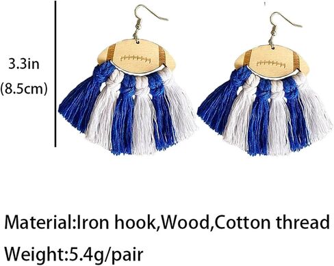 Football Earrings for Women Braid Football Tassel Danle Earrings Sports Game Ball Earrings Sport Lover Jewelry Gifts for Girls in Saudi Arabia
