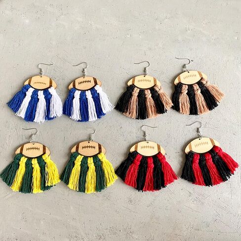 Football Earrings for Women Braid Football Tassel Danle Earrings Sports Game Ball Earrings Sport Lover Jewelry Gifts for Girls in Saudi Arabia