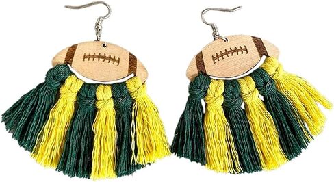 Football Earrings for Women Braid Football Tassel Danle Earrings Sports Game Ball Earrings Sport Lover Jewelry Gifts for Girls in Saudi Arabia