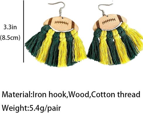 Football Earrings for Women Braid Football Tassel Danle Earrings Sports Game Ball Earrings Sport Lover Jewelry Gifts for Girls in Saudi Arabia