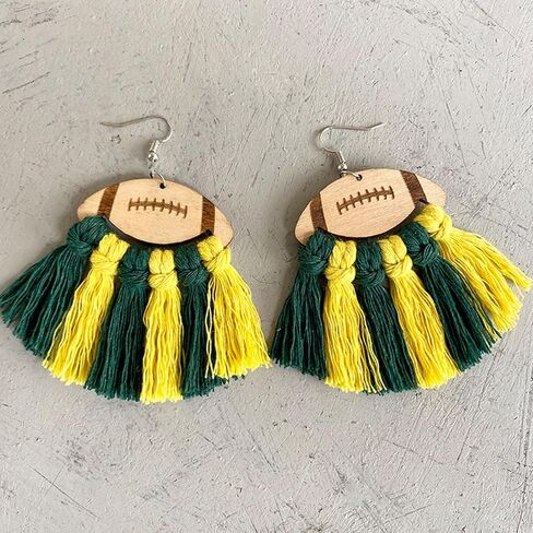 Football Earrings for Women Braid Football Tassel Danle Earrings Sports Game Ball Earrings Sport Lover Jewelry Gifts for Girls in Saudi Arabia