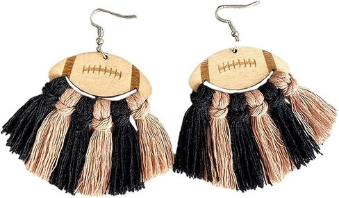 Football Earrings for Women Braid Football Tassel Danle Earrings Sports Game Ball Earrings Sport Lover Jewelry Gifts for Girls in Saudi Arabia