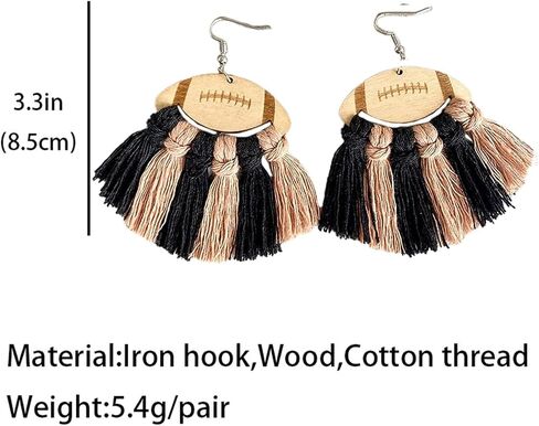 Football Earrings for Women Braid Football Tassel Danle Earrings Sports Game Ball Earrings Sport Lover Jewelry Gifts for Girls in Saudi Arabia
