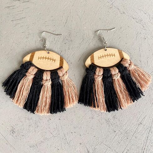 Football Earrings for Women Braid Football Tassel Danle Earrings Sports Game Ball Earrings Sport Lover Jewelry Gifts for Girls in Saudi Arabia
