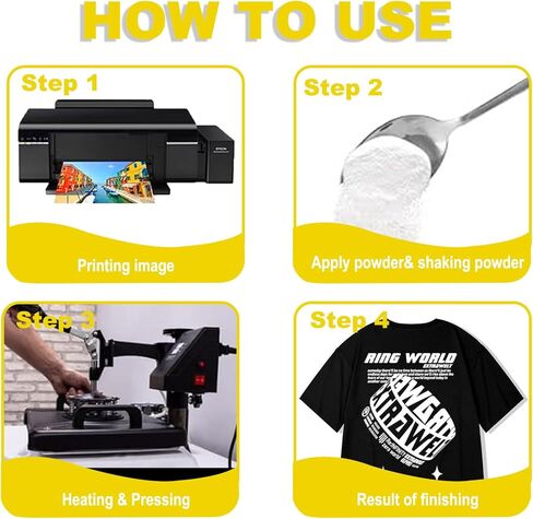 مسحوق DTF للتسامي، 600 جم/21.1 أونصة DTF مسحوق لاصق يذوب ساخنًا متوافق مع طابعات DTF وDTG، للمطبوعات الرقمية على منسوجات القمصان in Kuwait