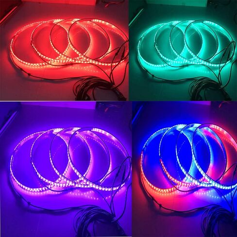 15.5in RGBW أضواء حلقة العجلة للشاحنة، 288 LED أضواء حافة السيارة ألمع ألوان متعددة أضواء إطارات السيارات مع وحدة تحكم تطبيق Blue-Tooth in Kuwait