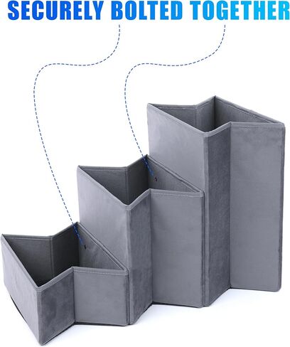 Grey Pet Stairs for Small & Medium Dogs - Velour 3-Step for Bed & Couch in Saudi Arabia