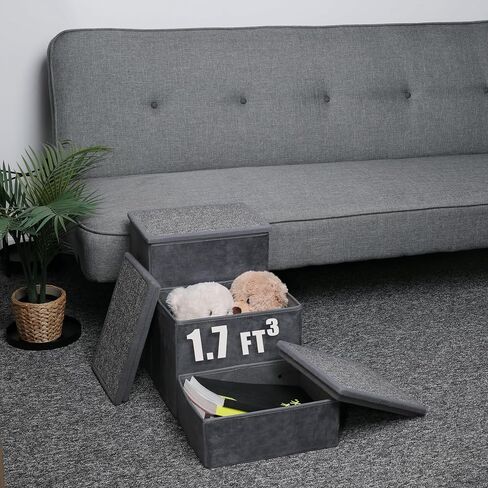 Grey Pet Stairs for Small & Medium Dogs - Velour 3-Step for Bed & Couch in Saudi Arabia