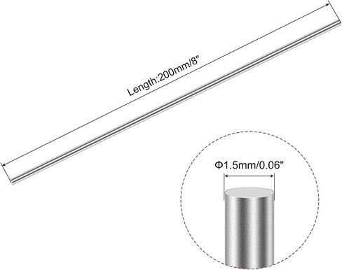 uxcell 1mm x 100mm 304 Stainless Steel Solid Round Rod for DIY Craft - 10pcs in Saudi Arabia