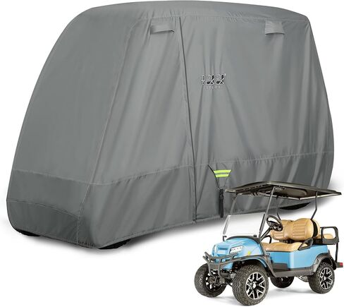 أغطية عربة الجولف عالمية تناسب Yamaha EZGO Club Car مرفوعة 2/4 ركاب 600D مقاومة للماء ومضادة للرياح ومضادة للشمس في الهواء الطلق غطاء كامل 3 سحاب in Saudi Arabia