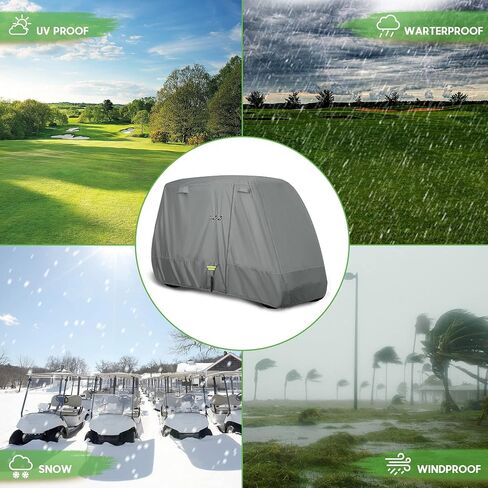 أغطية عربة الجولف عالمية تناسب Yamaha EZGO Club Car مرفوعة 2/4 ركاب 600D مقاومة للماء ومضادة للرياح ومضادة للشمس في الهواء الطلق غطاء كامل 3 سحاب in Saudi Arabia