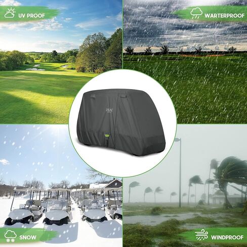 أغطية عربة الجولف عالمية تناسب Yamaha EZGO Club Car مرفوعة 2/4 ركاب 600D مقاومة للماء ومضادة للرياح ومضادة للشمس في الهواء الطلق غطاء كامل 3 سحاب in Kuwait