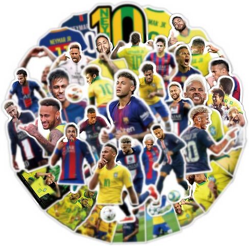 60PCS Football Star Neymar Stickers Vinyl/PVC Waterproof Decals for Water Bottle, Soccer Lovers Stickers Decor for Laptop, Skateboard, Gift for Kids, Teens, Adults,Laptop Decals. (N) in Saudi Arabia