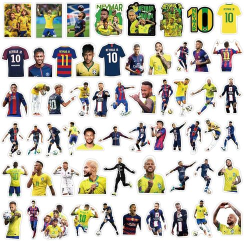 60PCS Football Star Neymar Stickers Vinyl/PVC Waterproof Decals for Water Bottle, Soccer Lovers Stickers Decor for Laptop, Skateboard, Gift for Kids, Teens, Adults,Laptop Decals. (N) in Saudi Arabia