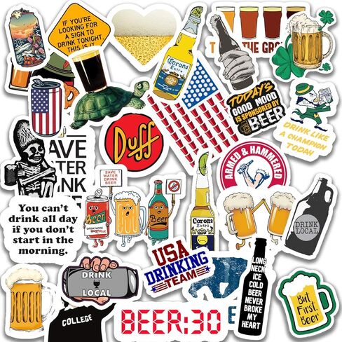 Beer Stickers for hydroflask, Beer Sticker for Laptop, Beer Sticker Pack of 30 pcs in Kuwait