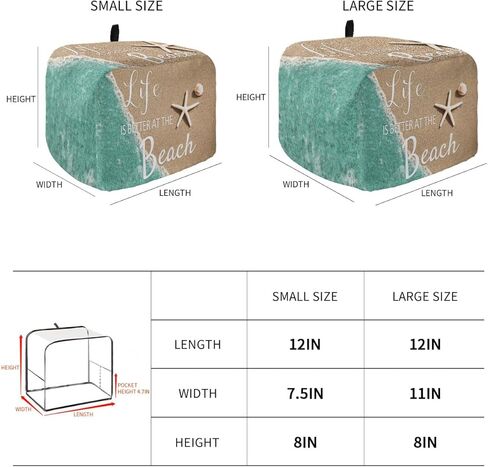 Life is Better at The Beach Toaster Cover 4 Slice, Large Kitchen Appliance Covers, Ocean Nautical Coastal Starfish Toaster Oven Cover with Loop, Bread Machine Cover Polyester Dust Cover Protection in Kuwait