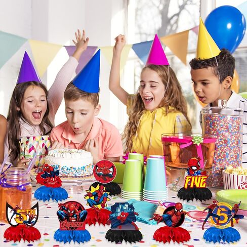 9 Pcs Spider Birthday Party Decorations, Spider Honeycomb Centerpieces Table Toppers, 3D Double Side Sign Standing Cards Birthday Decorations for Spider 2nd Birthday Party Supplies (2nd) in Saudi Arabia