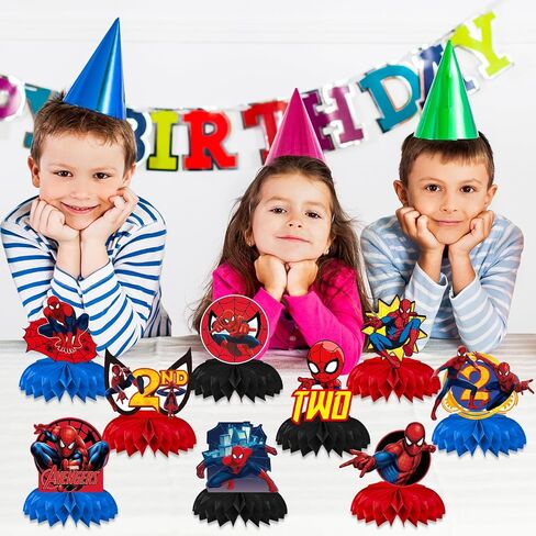 9 Pcs Spider Birthday Party Decorations, Spider Honeycomb Centerpieces Table Toppers, 3D Double Side Sign Standing Cards Birthday Decorations for Spider 2nd Birthday Party Supplies (2nd) in Saudi Arabia
